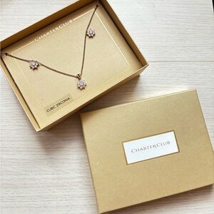Charter Club Necklace and Earrings Rose Gold Jewelry Set